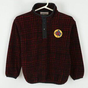 Obermeyer Kids Small Red & Black Plaid Fleece 1/4 Snap Pullover Jacket